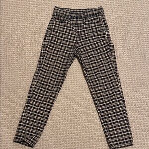 American Eagle Outfitters Black and Cream Plaid Straight Leg Pants